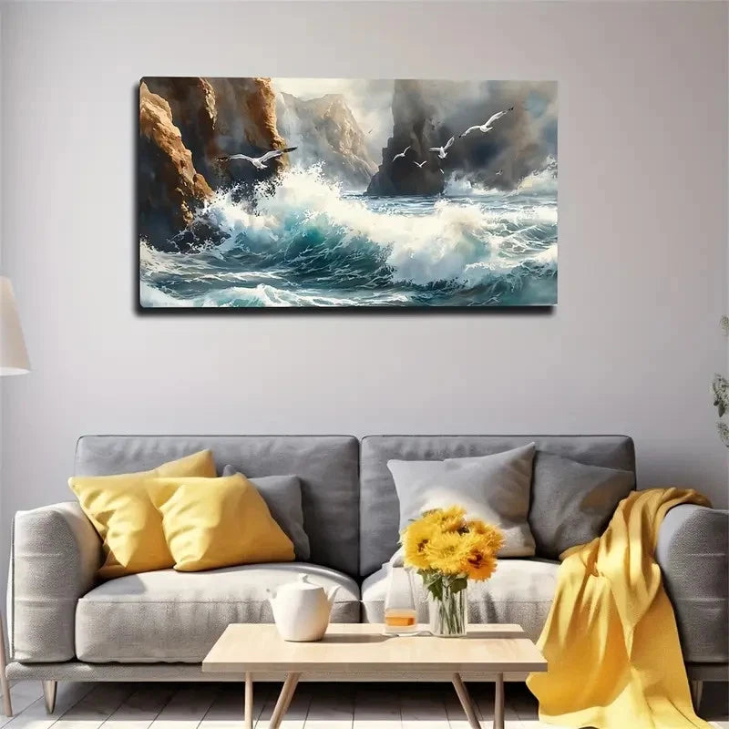 Reefs & Seabirds Seascape Wall Art Canvas Office Home Room Framed 120x60cm