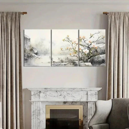 3pcs Abstract Vintage Flowers & Branches Wall Art Canvas Unframed - High Quality Print 100% Australian Made Wall Canvas - Bella Home Decor