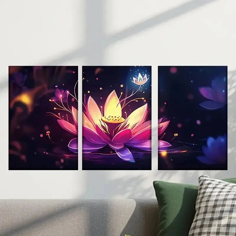 3pcs Abstract Lotus Flower Decoration Wall Art Set Canvas Framed 40x60cm - High Quality Print 100% Australian Made Wall Canvas Ready to Hang - Bella Home Decor