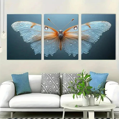 3pcs Butterfly Décor Fairy Wings Perfect  Wall Art Set Canvas Unframed - High Quality Print 100% Australian Made Wall Canvas - Bella Home Decor