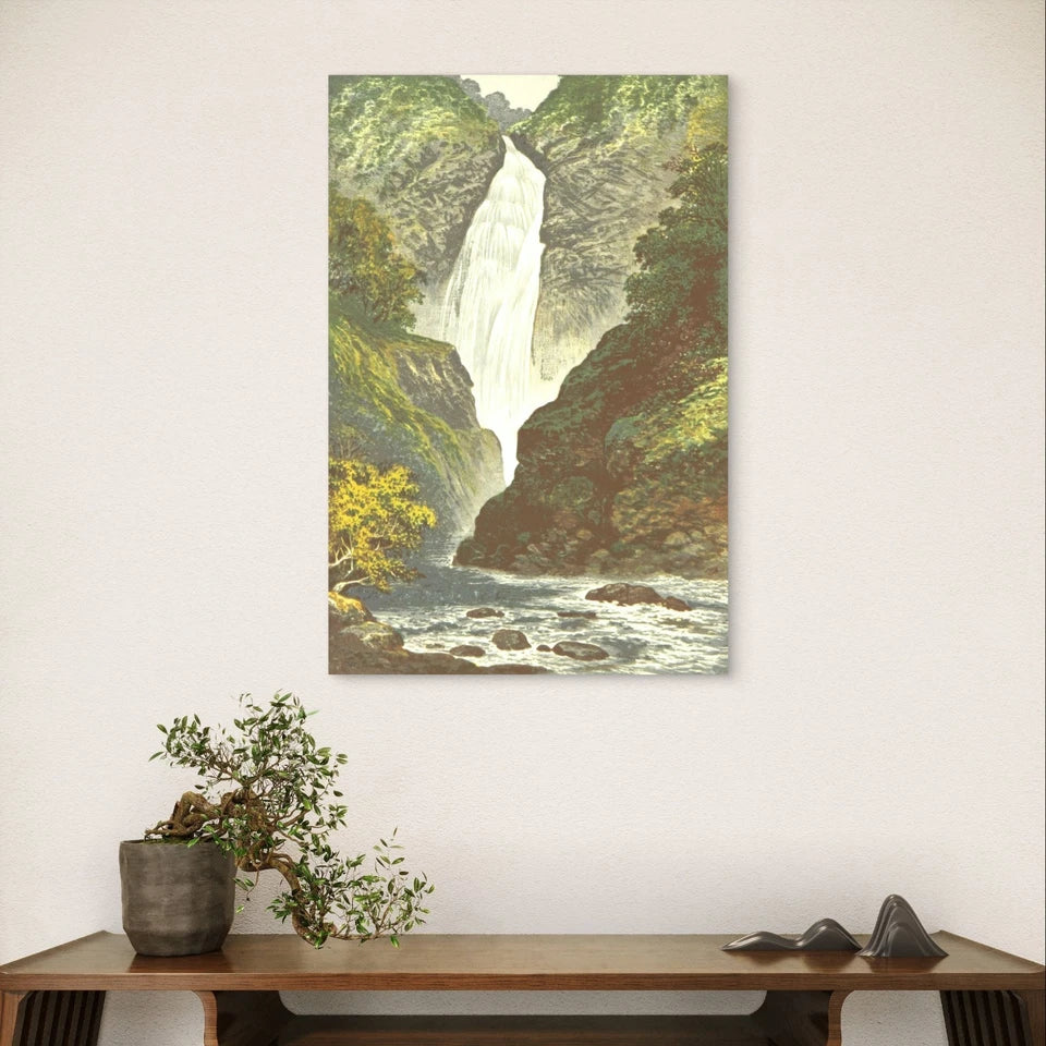 Vintage Waterfall Classic Nature Landscape 40x60cm Metal Print Ready to Hang