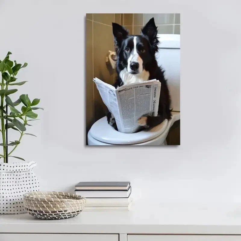 Beautiful Border Collie Contemporary Style Painting   40x60cm Metal Print Ready to Hang - Bella Home Decor