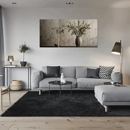 3pcs Nature Olive Branches in Vase Wall Art Set Canvas Framed 60x90cm - High Quality Print 100% Australian Made Wall Canvas Ready to Hang