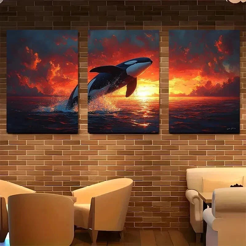 3pcs Majestic Ocean Scene Sunset Perfect Wall Art Set Canvas Framed 50x70cm - High Quality Print 100% Australian Made Wall Canvas Ready to Hang - Bella Home Decor