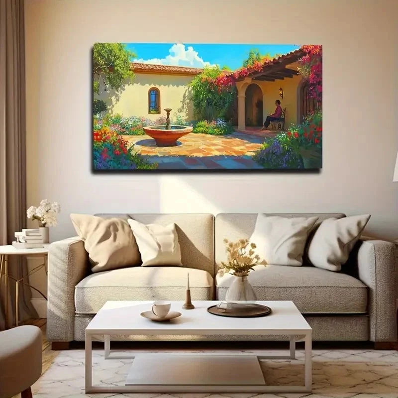 Beautiful Yard Still Sitting Wall Art Canvas Office Home Room Framed 120x60cm