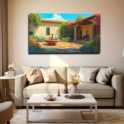 Beautiful Yard Still Sitting Wall Art Canvas Office Home Room Framed 120x60cm