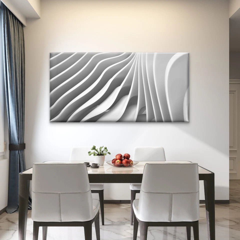 Abstract Geometric Wavy Folds Wall Art Canvas Office Home Room Framed 120x60cm