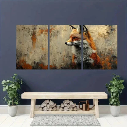 3pcs Vintage Fox Realistic Animal Printe Wall Art Set Canvas Unframed - High Quality Print 100% Australian Made Wall Canvas