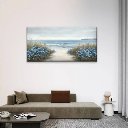 Road Sea Peaceful Perfect Wall Art Canvas Office Home Room Framed 120x60cm