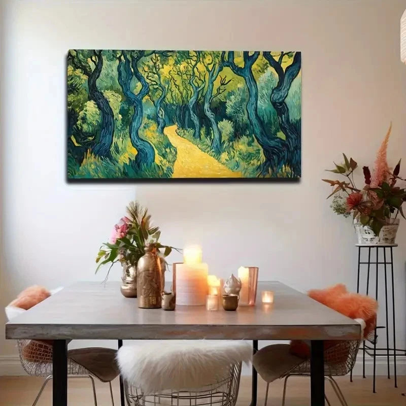 Abstract Forest Small Path Wall Art Canvas Office Home Room Framed 120x60cm