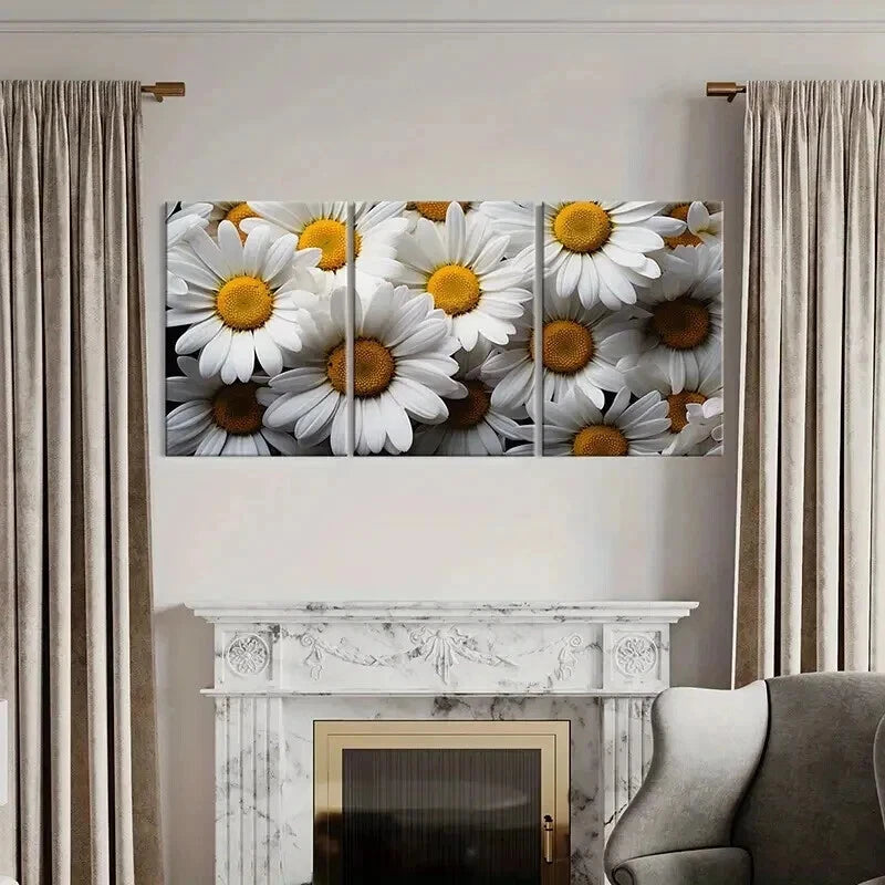 3pcs Vibrant Daisy & Chrysanthemum Flower Wall Art Set Canvas Framed 40x60cm - High Quality Print 100% Australian Made Wall Canvas Ready to Hang - Bella Home Decor