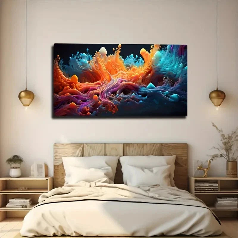 Vibrant Abstract Swirling Color Wall Art Canvas Office Home Room Framed 120x60cm