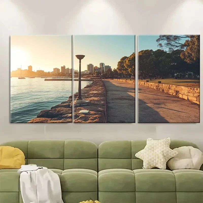 3pcs Adelaide South Coast Travel Poster Australia Wall Art Set Canvas Framed 40x60cm - High Quality Print 100% Australian Made Wall Canvas Ready to Hang - Bella Home Decor
