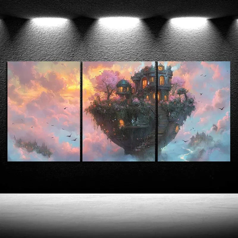 3pcs The Room on the Cup Modern Metal Print Ready to Hang Art - Bella Home Decor