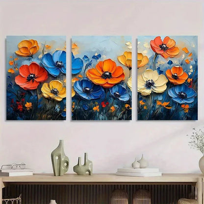 3pcs Vibrant Floral Modern Abstract Wall Art Canvas Unframed - High Quality Print 100% Australian Made Wall Canvas