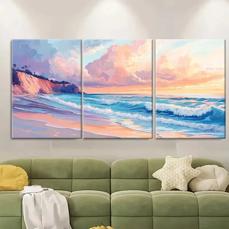 3pcs La Jolla California Coast Beach Scene Metal Print Ready to Hang Art