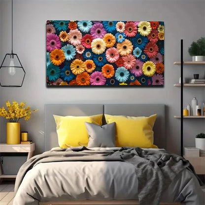 Fresh Colorful Flowers Suitable Wall Art Canvas Office Home Room Framed 120x60cm