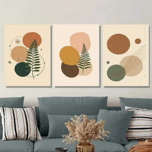 3pcs 3 Botanical Modern Abstract Metal Print Ready to Hang Art