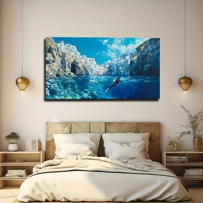 Vibrant Underwater Scene Décor Wall Art Canvas Office Home Room Framed 120x60cm