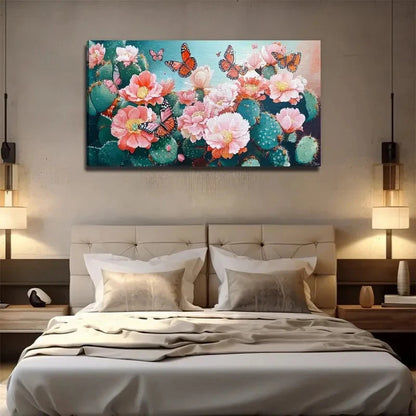 Cactus Butterfly Perfect Wall Art Canvas Office Home Room Framed 120x60cm