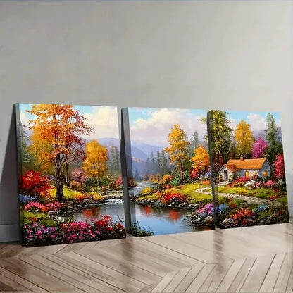 3pcs Showcasing The Beauty Of Falling Wall Art Set Canvas Unframed - High Quality Print 100% Australian Made Wall Canvas