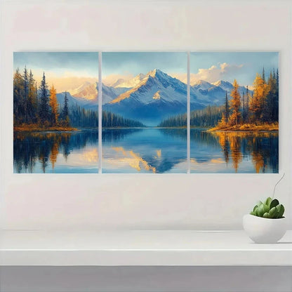 3pcs Mountain Lake Nature Scenery Metal Print Ready to Hang Art - Bella Home Decor