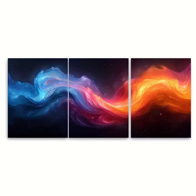 3pcs Digital Metallic Swirl Abstract Metal Print Ready to Hang Art - Bella Home Decor