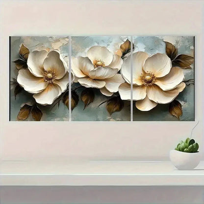 3pcs White Flower Beauty F   Wall Art Set Canvas Framed 40x60cm - High Quality Print 100% Australian Made Wall Canvas Ready to Hang