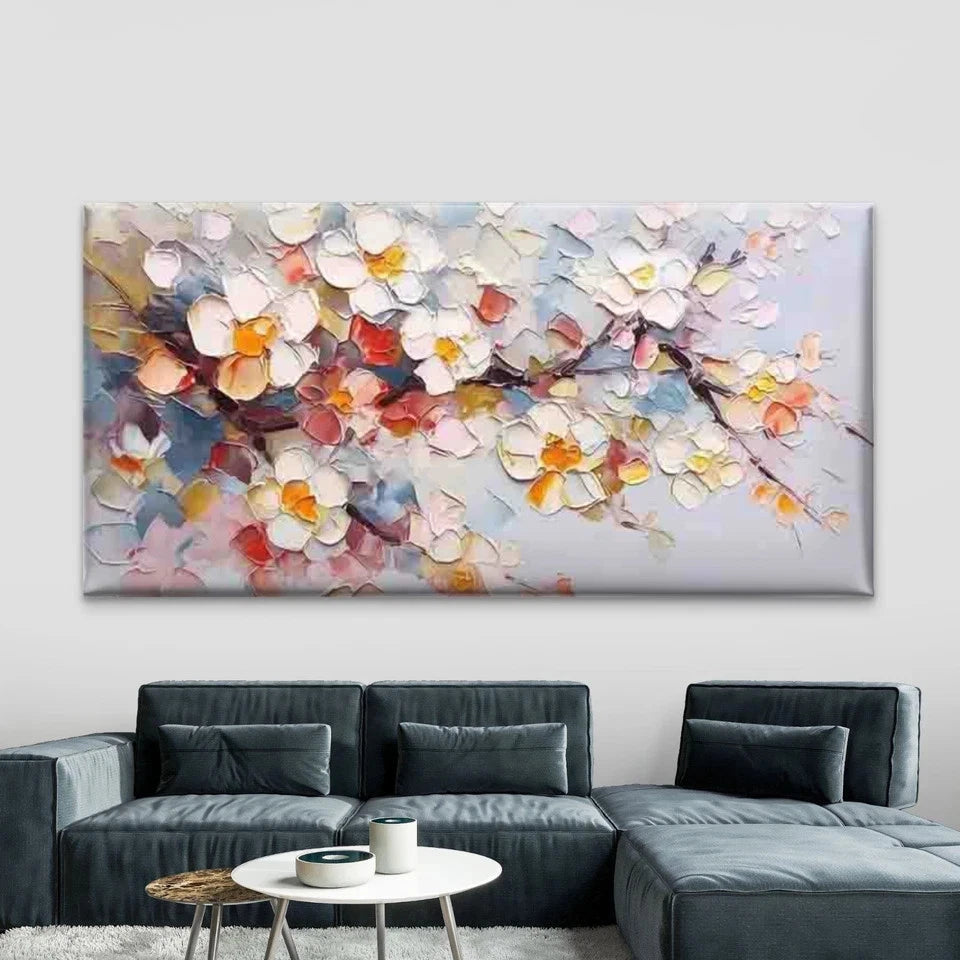 Abstract Blossom Flower Wall Art Canvas Office Home Room Framed 120x60cm