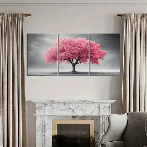 3pcs Serene Nature Pink Tree Landscape Wall Art Canvas Unframed - High Quality Print 100% Australian Made Wall Canvas