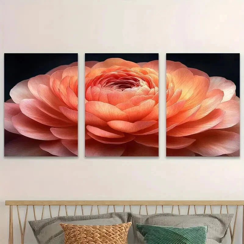 3pcs Three Floral Elegance Inspired Perfect Wall Art Set Canvas Framed 50x70cm - High Quality Print 100% Australian Made Wall Canvas Ready to Hang - Bella Home Decor