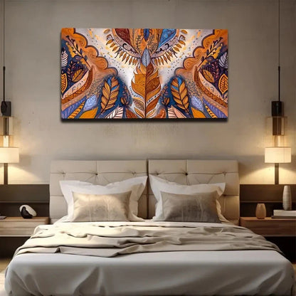 Orange & Yellow Geometric Wall Art Canvas Office Home Room Framed 120x60cm