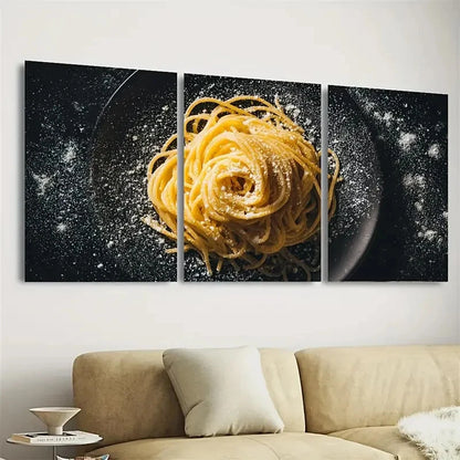 3pcs Italian Food Spaghetti Pasta Kitchen Art Wall Art Set Canvas Framed 50x70cm - High Quality Print 100% Australian Made Wall Canvas Ready to Hang