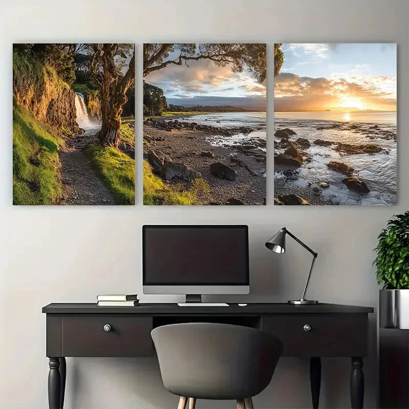 3pcs Falls Park Scenic Views Waterfall Prefect Wall Art Set Canvas Framed 40x60cm - High Quality Print 100% Australian Made Wall Canvas Ready to Hang