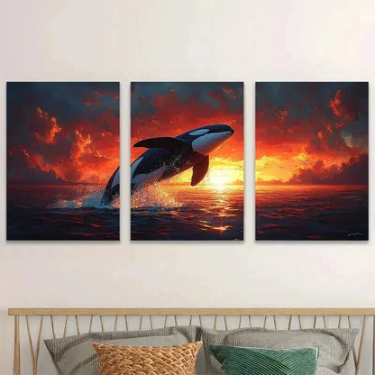 3pcs Majestic Ocean Scene Sunset Perfect Wall Art Set Canvas Framed 50x70cm - High Quality Print 100% Australian Made Wall Canvas Ready to Hang - Bella Home Decor