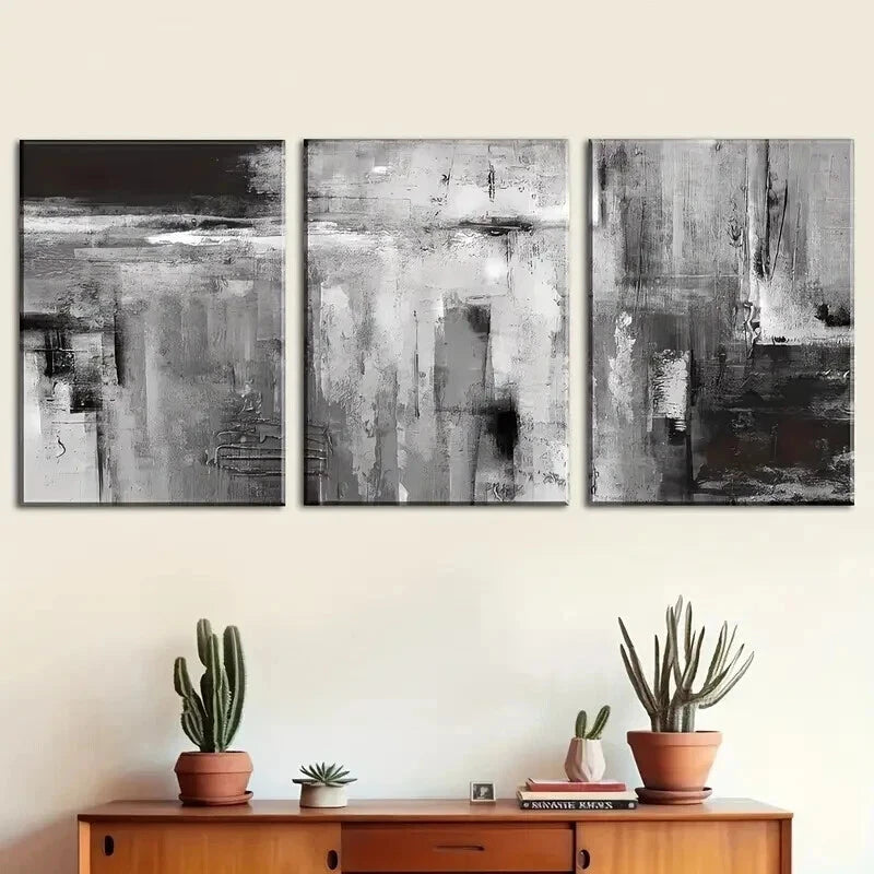 3pcs Modern Abstract Black And White Perfect Wall Art Set Canvas Framed 60x90cm - High Quality Print 100% Australian Made Wall Canvas Ready to Hang - Bella Home Decor
