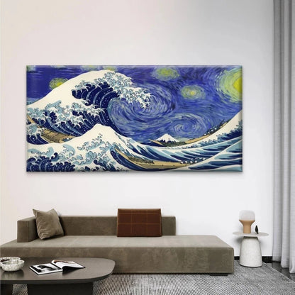 Ocean Wave Painting with Boat Wall Art Canvas Office Home Room Framed 120x60cm