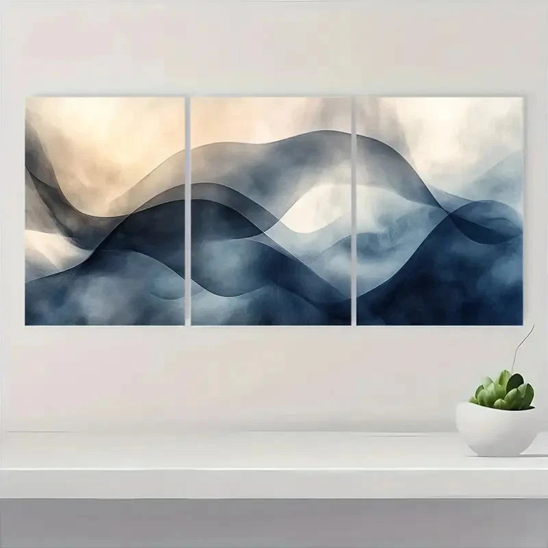 3pcs  Gray Line Art Prints  WA    Wall Art Set Canvas Framed 40x60cm - High Quality Print 100% Australian Made Wall Canvas Ready to Hang - Bella Home Decor
