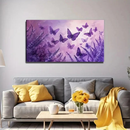 Beautiful Purple Butterfly Wall Art Canvas Office Home Room Framed 120x60cm