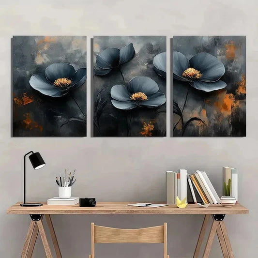 3pcs Black and White Textured Minimalist Perfect Wall Art Set Canvas Framed 50x70cm - High Quality Print 100% Australian Made Wall Canvas Ready to Hang