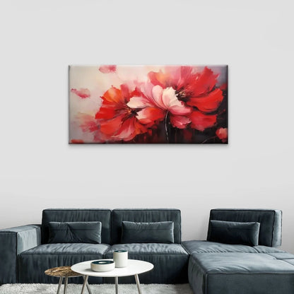Red Flowers Petal White Wall Art Canvas Office Home Room Framed 120x60cm