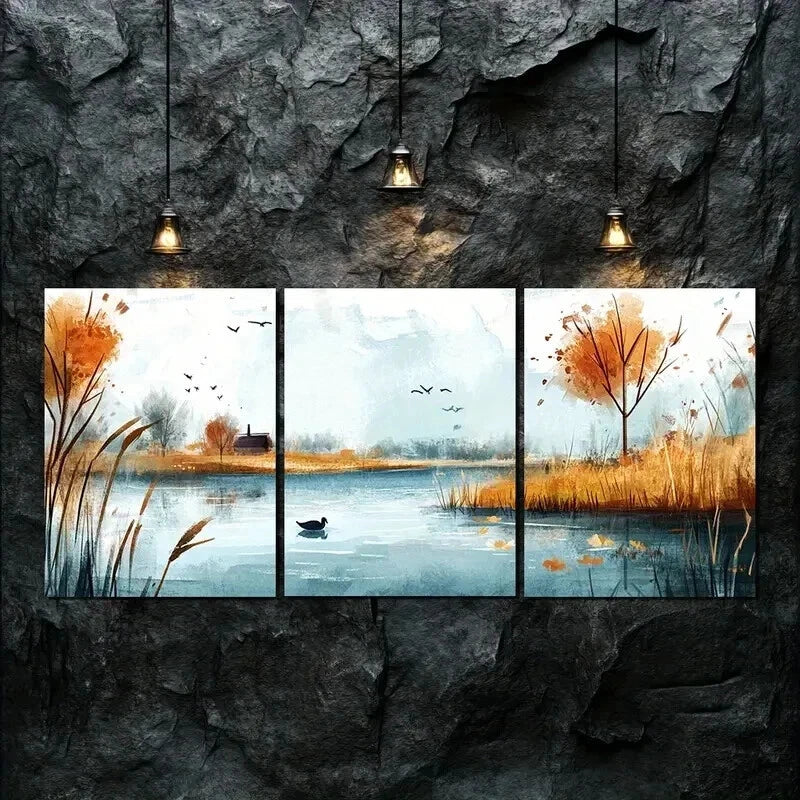 3pcs Featuring Exquisite Autumn Scenery Perfect Wall Art Set Canvas Framed 60x90cm - High Quality Print 100% Australian Made Wall Canvas Ready to Hang