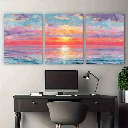 3pcs Claude Monet Impression Sunrise Perfect Wall Art Set Canvas Framed 50x70cm - High Quality Print 100% Australian Made Wall Canvas Ready to Hang - Bella Home Decor