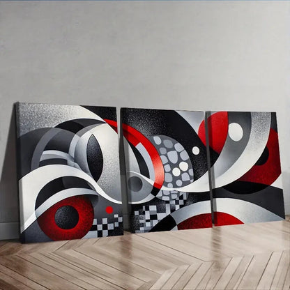 3pcs Modern Abstract Gray Black & Red Perfect Wall Art Set Canvas Framed 40x60cm - High Quality Print 100% Australian Made Wall Canvas Ready to Hang - Bella Home Decor