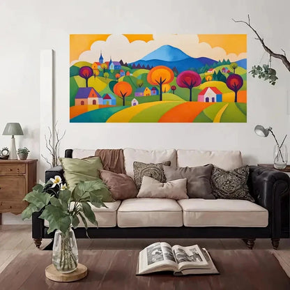 Vibrant Autumn Landscape Wall Art Canvas Office Home Room Framed 120x60cm