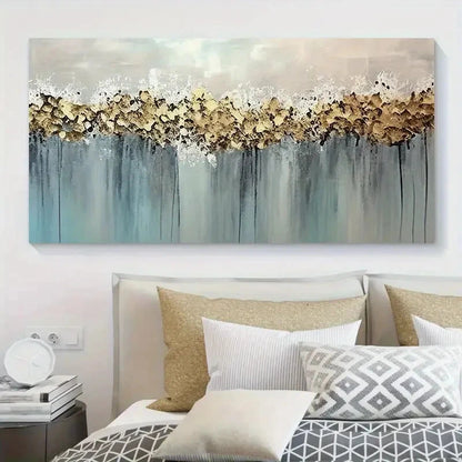 Modern Abstract Golden Leaf Wall Art Canvas Office Home Room Framed 120x60cm