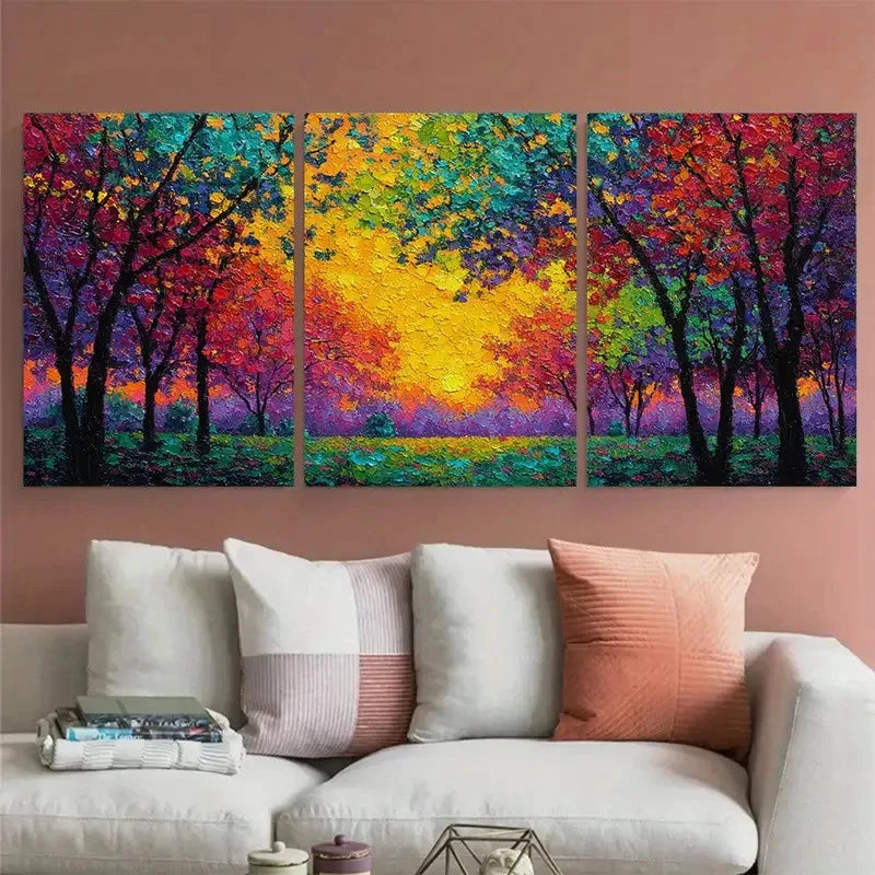 3pcs Impressionist Landscape Giclée Perfect  Wall Art Set Canvas Framed 40x60cm - High Quality Print 100% Australian Made Wall Canvas Ready to Hang