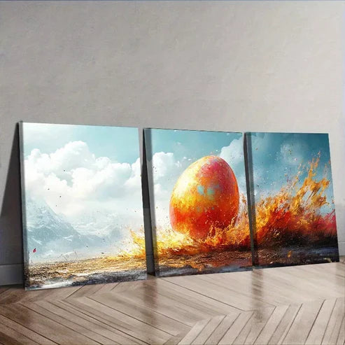 3 PCS Featuring Vibrant Easter Eggs Colorful Wall Art Set Canvas Unframed - High Quality Print 100% Australian Made Wall Canvas