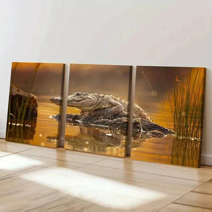 3pcs Wildlife Crocodile Modern Decoration Wall Art Canvas Unframed - High Quality Print 100% Australian Made Wall Canvas