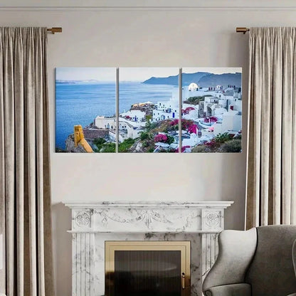 3pcs Santorini Greece & Aegean Sea Wall Art Set Canvas Framed 40x60cm - High Quality Print 100% Australian Made Wall Canvas Ready to Hang